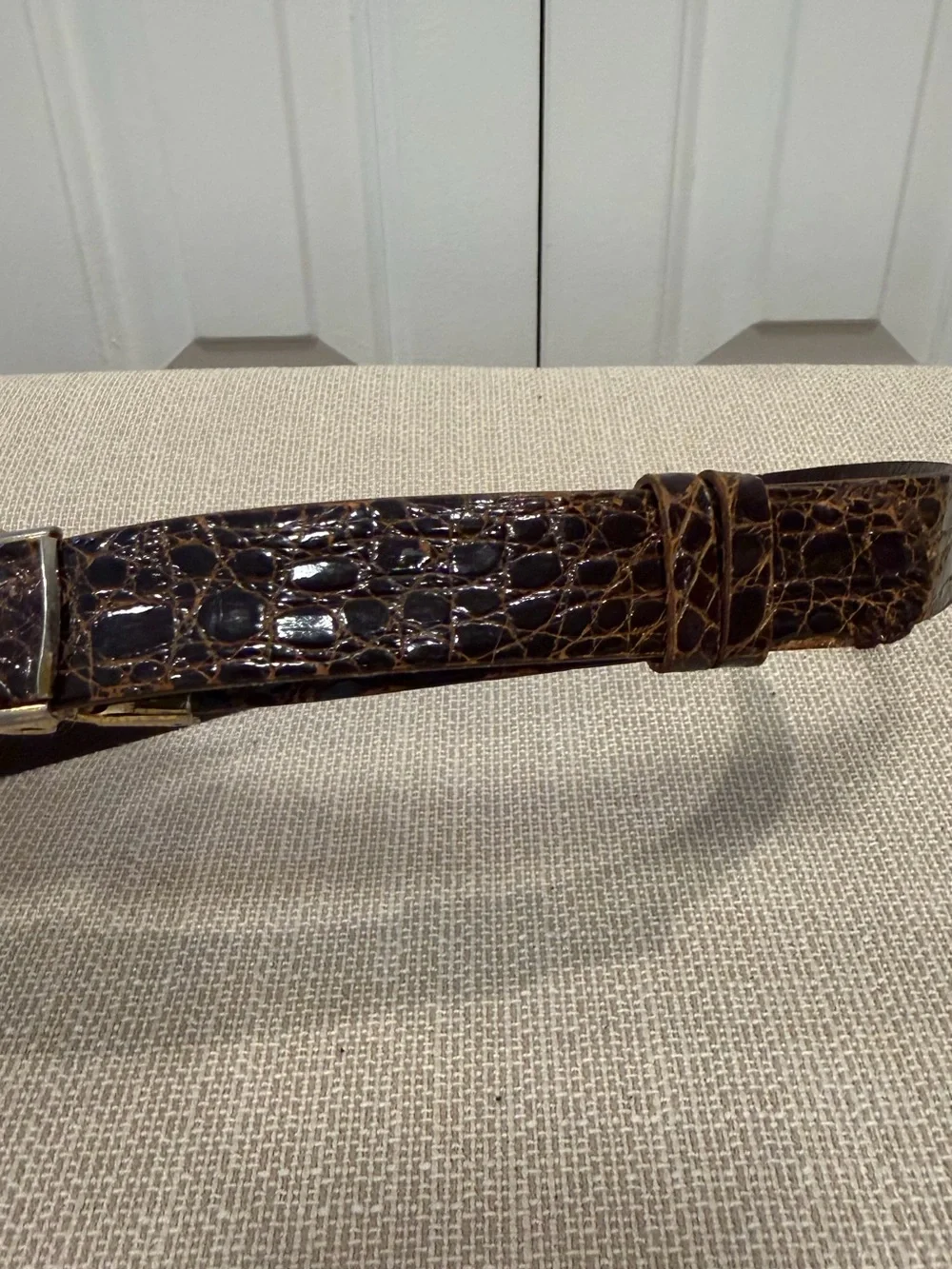 Vintage Brown Leather Crocodile Skin Women’s Belt Size 34